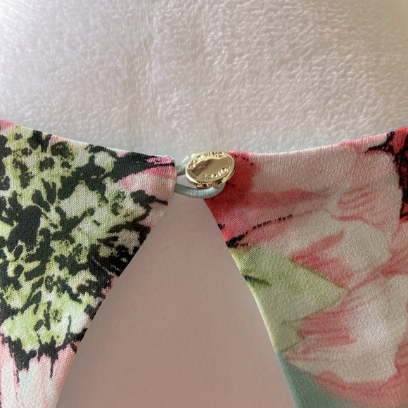 Vince Camuto Floral Chiffon Halter Dress High-Low Green Size 14 - Picture 12 of 16